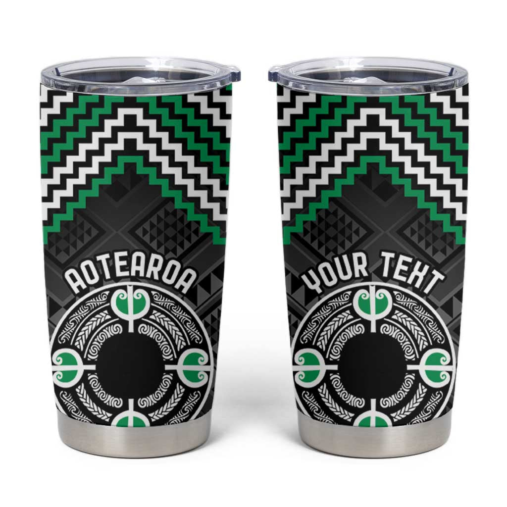 Personalised Aotearoa Niho Taniwha Motif Tumbler Cup Green Style LT9 Green - Polynesian Pride