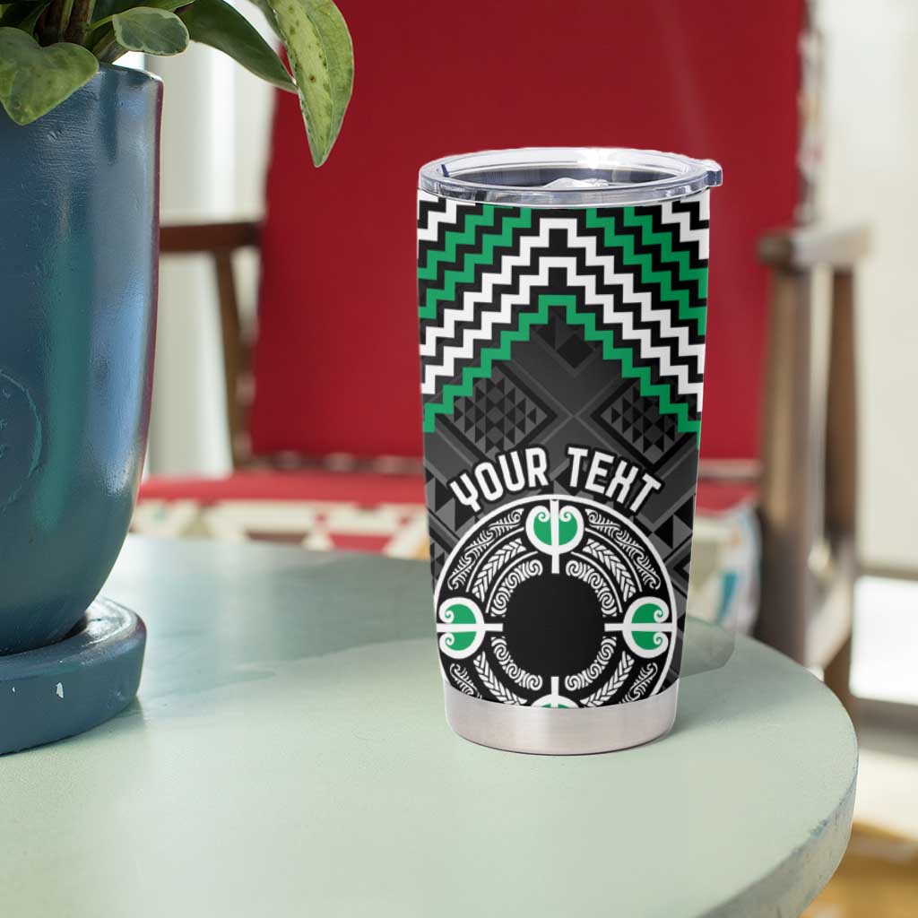 Personalised Aotearoa Niho Taniwha Motif Tumbler Cup Green Style LT9 - Polynesian Pride