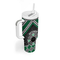 Personalised Aotearoa Niho Taniwha Motif Tumbler With Handle Green Style LT9 - Polynesian Pride