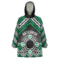 Personalised Aotearoa Niho Taniwha Motif Wearable Blanket Hoodie Green Style LT9 One Size Green - Polynesian Pride