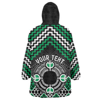 Personalised Aotearoa Niho Taniwha Motif Wearable Blanket Hoodie Green Style LT9 - Polynesian Pride