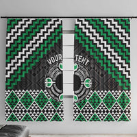 Personalised Aotearoa Niho Taniwha Motif Window Curtain Green Style LT9 With Hooks Green - Polynesian Pride