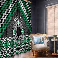 Personalised Aotearoa Niho Taniwha Motif Window Curtain Green Style LT9 - Polynesian Pride