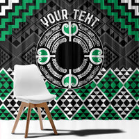 Personalised Aotearoa Niho Taniwha Motif Window Curtain Green Style LT9 - Polynesian Pride