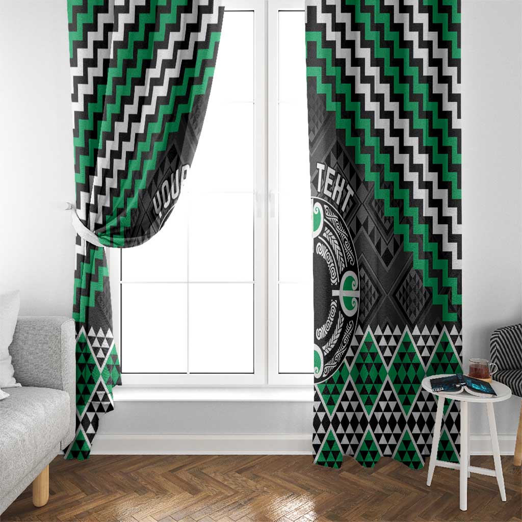 Personalised Aotearoa Niho Taniwha Motif Window Curtain Green Style LT9 - Polynesian Pride