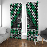 Personalised Aotearoa Niho Taniwha Motif Window Curtain Green Style LT9 With Grommets Green - Polynesian Pride