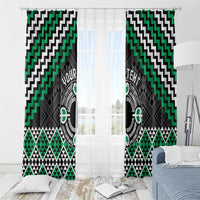 Personalised Aotearoa Niho Taniwha Motif Window Curtain Green Style LT9 - Polynesian Pride