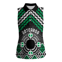 Personalised Aotearoa Niho Taniwha Motif Women Sleeveless Polo Shirt Green Style