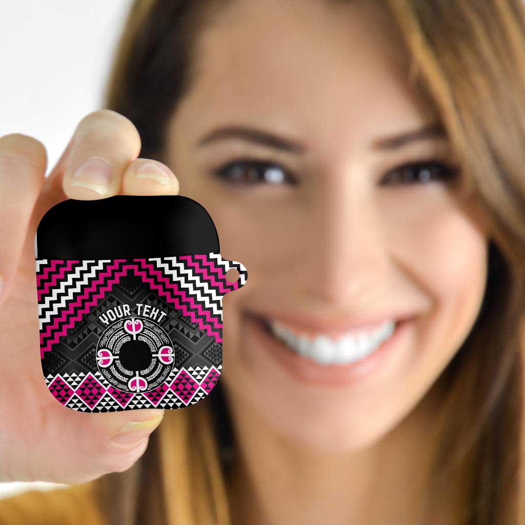 Personalised Aotearoa Niho Taniwha Motif AirPods Case Pink Style - Polynesian Pride