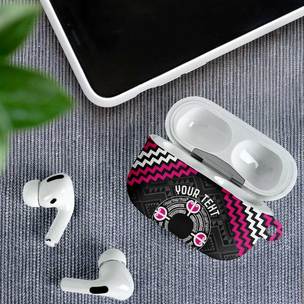 Personalised Aotearoa Niho Taniwha Motif AirPods Case Pink Style - Polynesian Pride