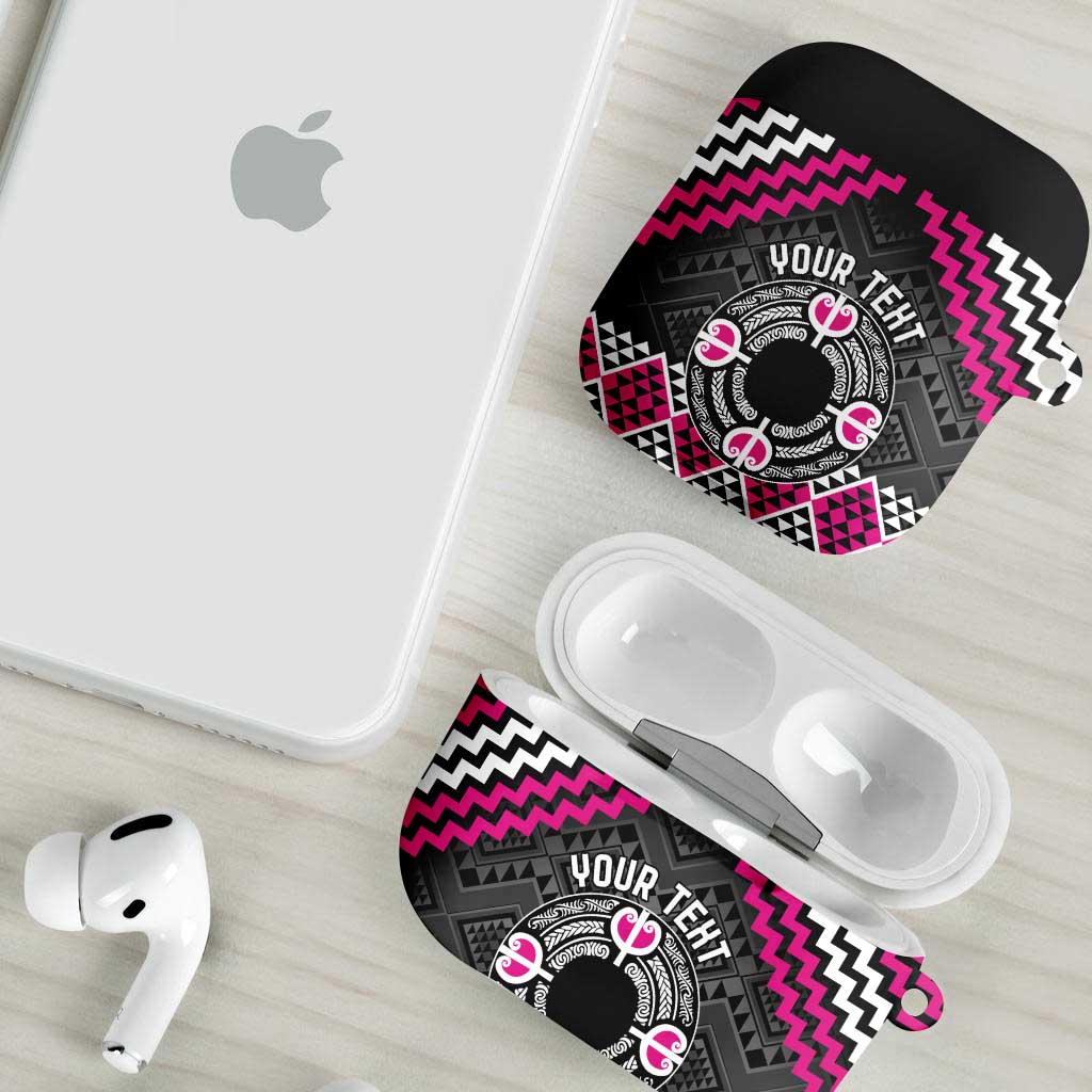 Personalised Aotearoa Niho Taniwha Motif AirPods Case Pink Style - Polynesian Pride