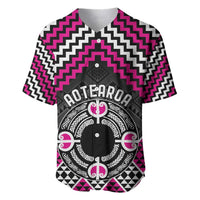Personalised Aotearoa Niho Taniwha Motif Baseball Jersey Pink Style