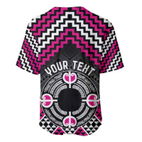 Personalised Aotearoa Niho Taniwha Motif Baseball Jersey Pink Style