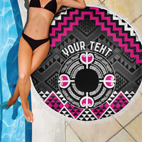 Personalised Aotearoa Niho Taniwha Motif Beach Blanket Pink Style LT9 - Polynesian Pride