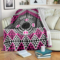 Personalised Aotearoa Niho Taniwha Motif Blanket Pink Style LT9 Pink - Polynesian Pride