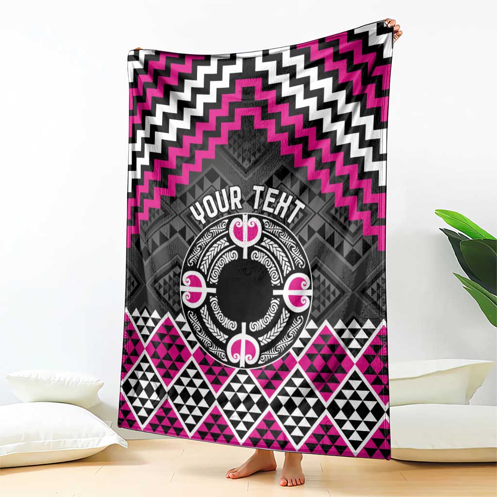Personalised Aotearoa Niho Taniwha Motif Blanket Pink Style LT9 - Polynesian Pride