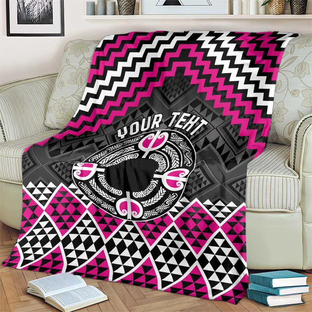 Personalised Aotearoa Niho Taniwha Motif Blanket Pink Style LT9 - Polynesian Pride