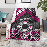 Personalised Aotearoa Niho Taniwha Motif Blanket Pink Style LT9 - Polynesian Pride