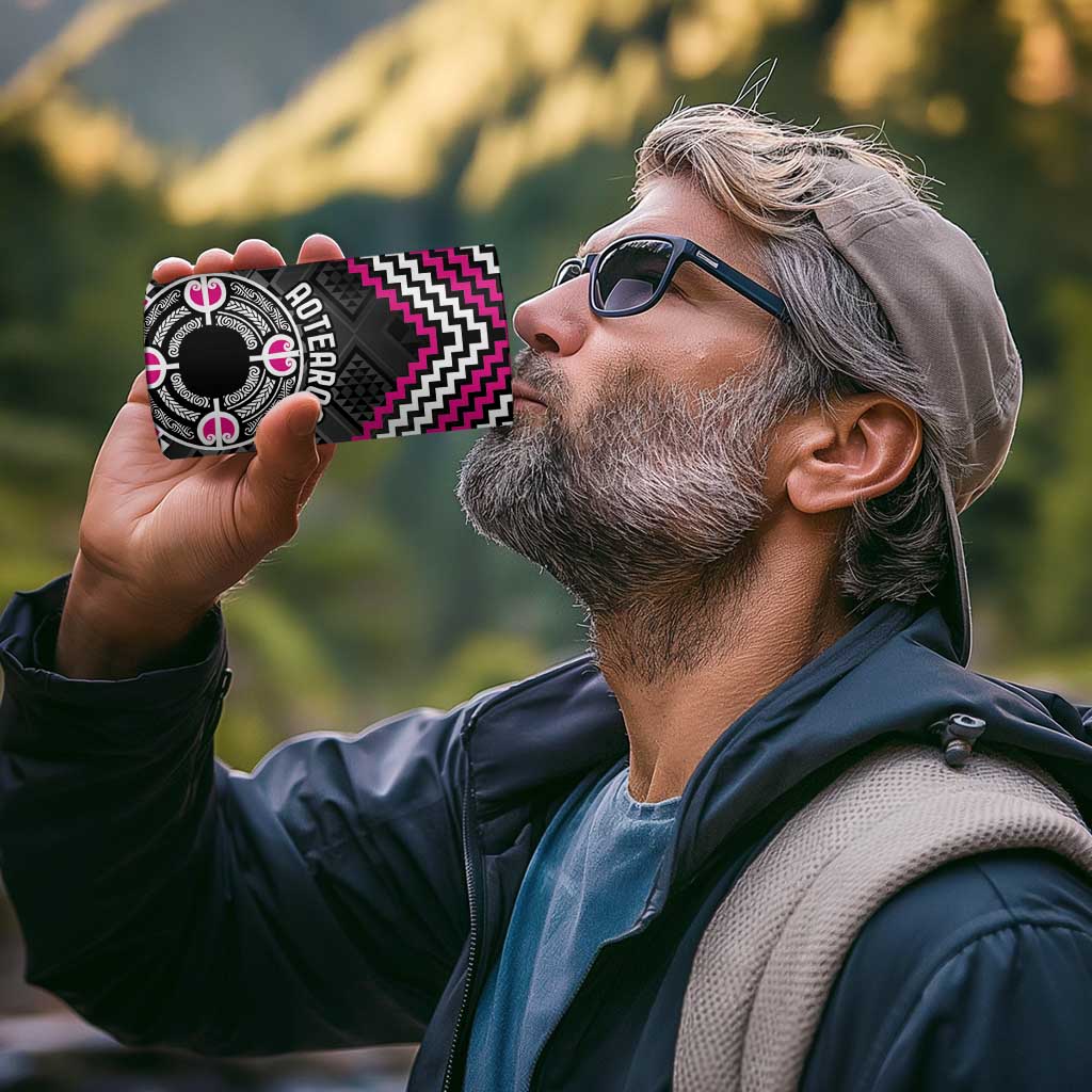 Personalised Aotearoa Niho Taniwha Motif 4 in 1 Can Cooler Tumbler Pink Style LT9 - Polynesian Pride