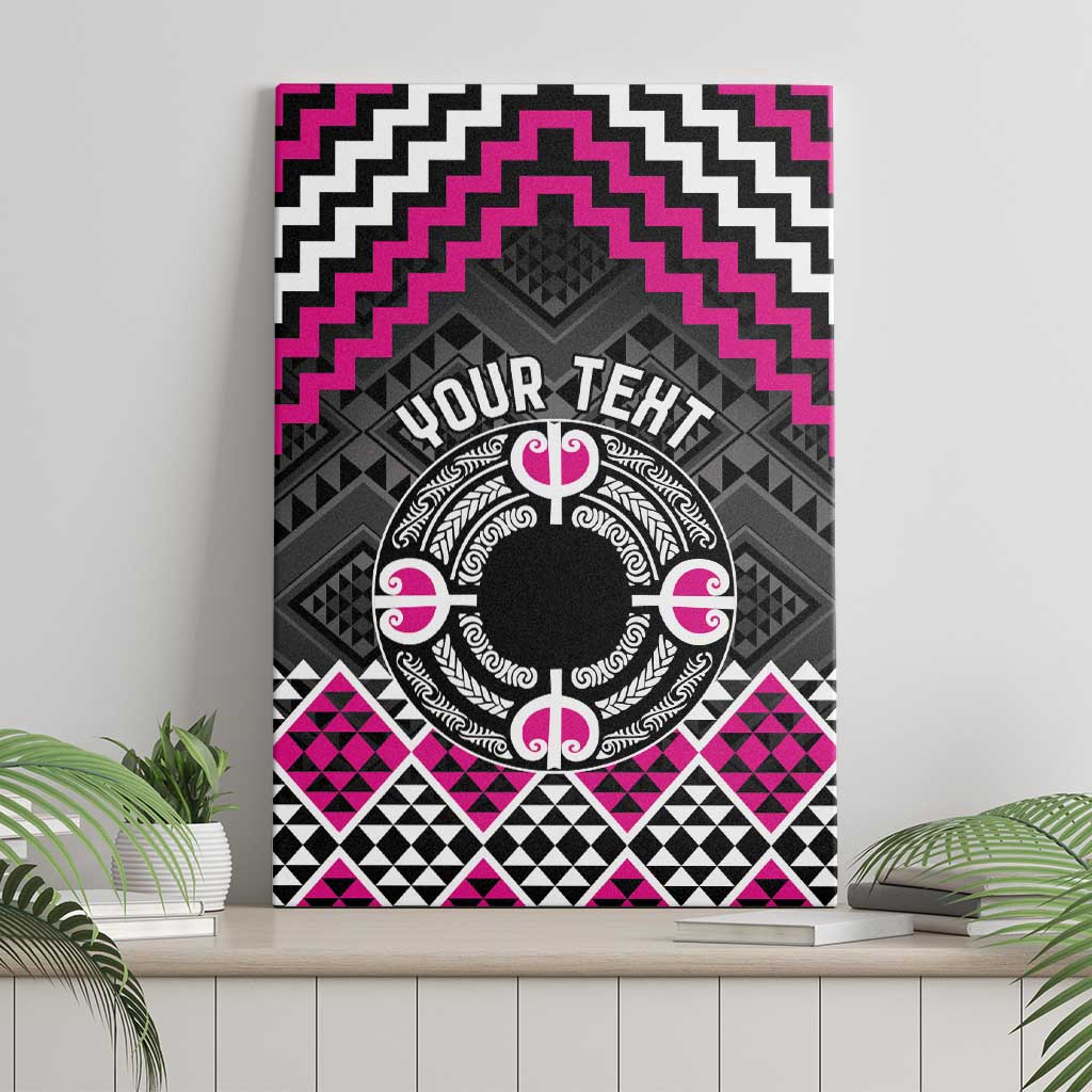 Personalised Aotearoa Niho Taniwha Motif Canvas Wall Art Pink Style LT9 - Polynesian Pride