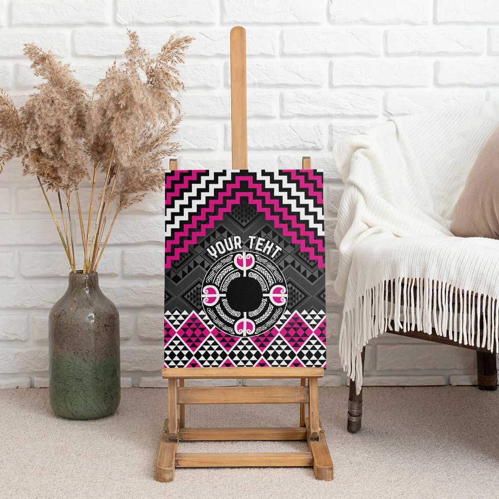 Personalised Aotearoa Niho Taniwha Motif Canvas Wall Art Pink Style LT9 - Polynesian Pride