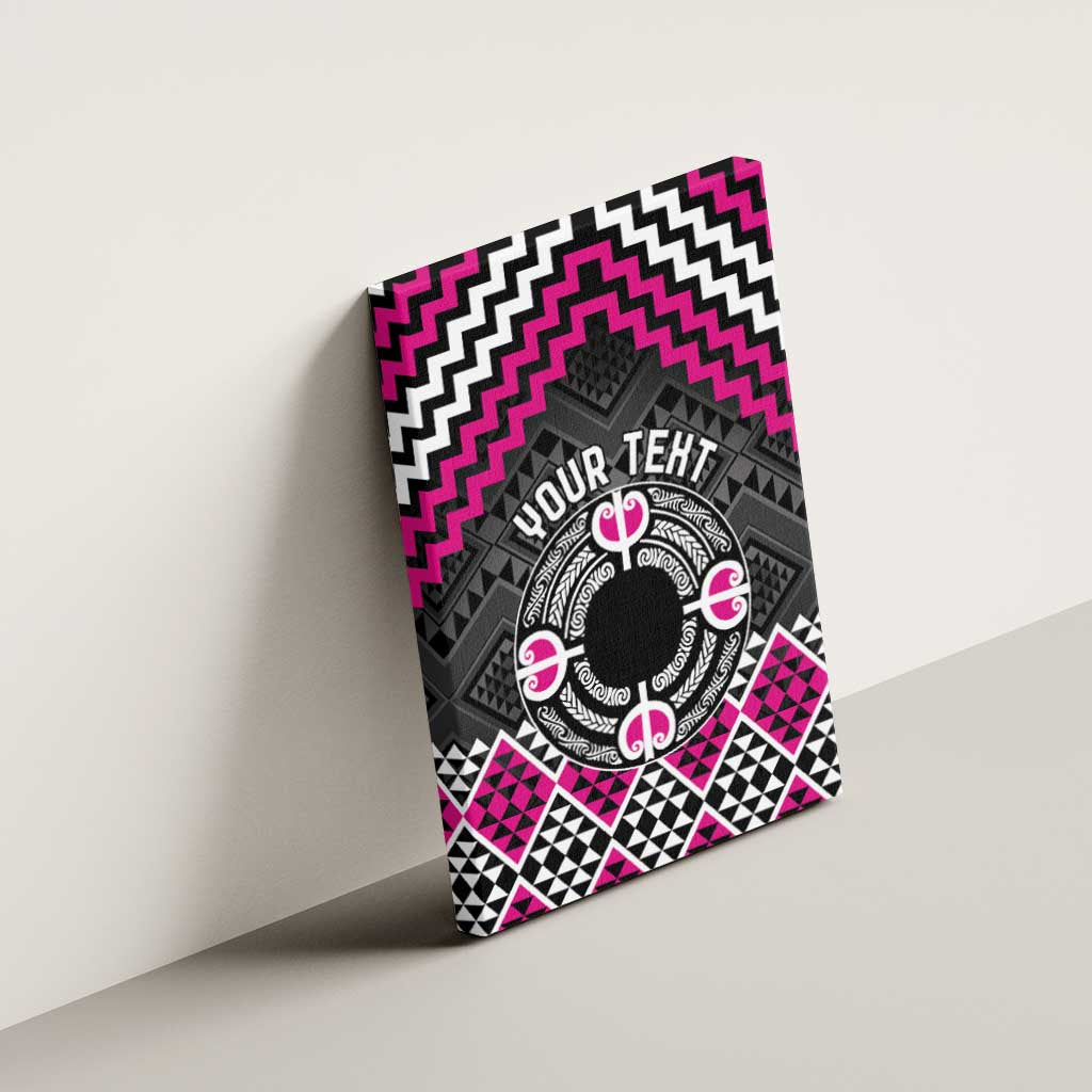 Personalised Aotearoa Niho Taniwha Motif Canvas Wall Art Pink Style LT9 - Polynesian Pride