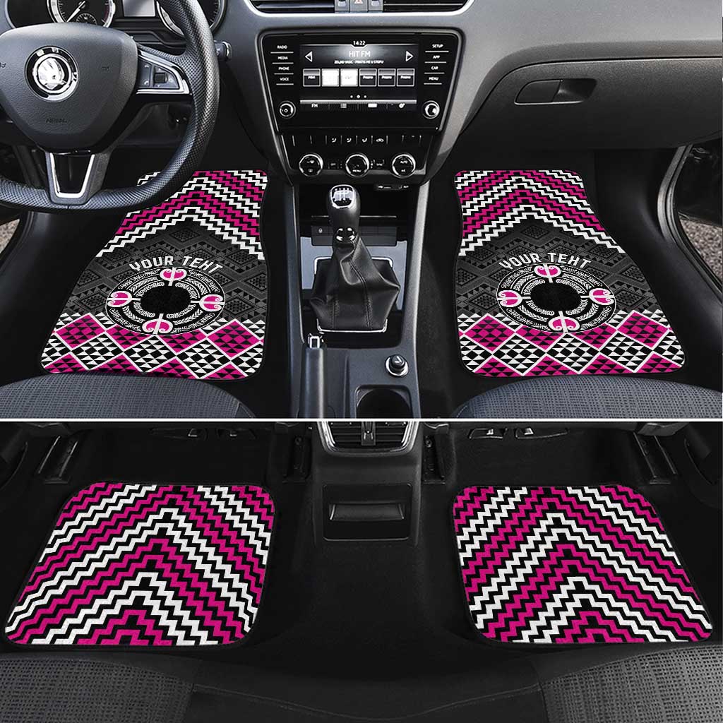 Personalised Aotearoa Niho Taniwha Motif Car Mats Pink Style LT9 Set 4pcs Pink - Polynesian Pride