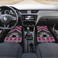 Personalised Aotearoa Niho Taniwha Motif Car Mats Pink Style LT9 Set 2pcs - Front Pink - Polynesian Pride
