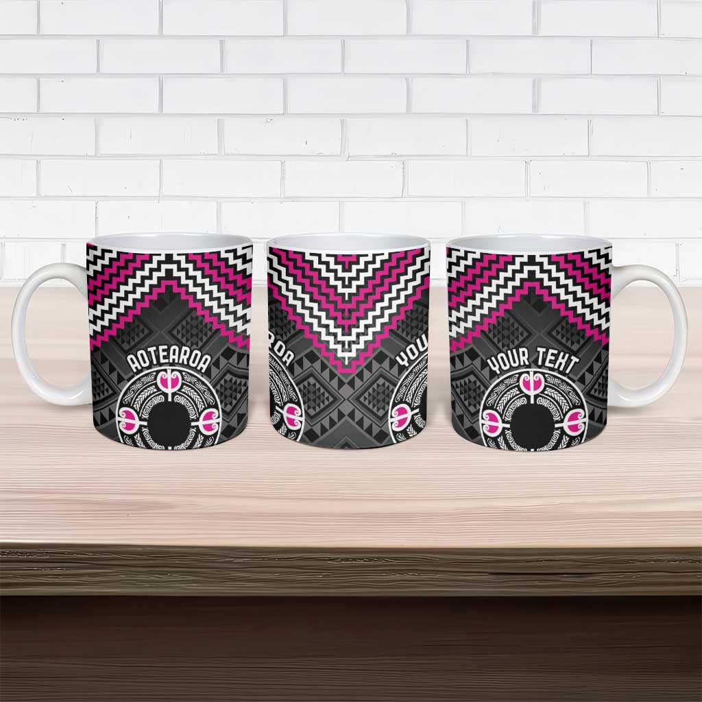 Personalised Aotearoa Niho Taniwha Motif Ceramic Mug Pink Style - Polynesian Pride