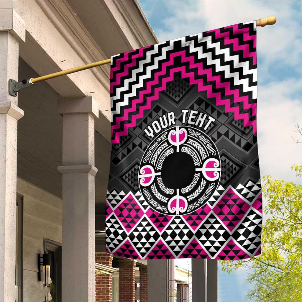 Personalised Aotearoa Niho Taniwha Motif Garden Flag Pink Style LT9 House Flag Pink - Polynesian Pride