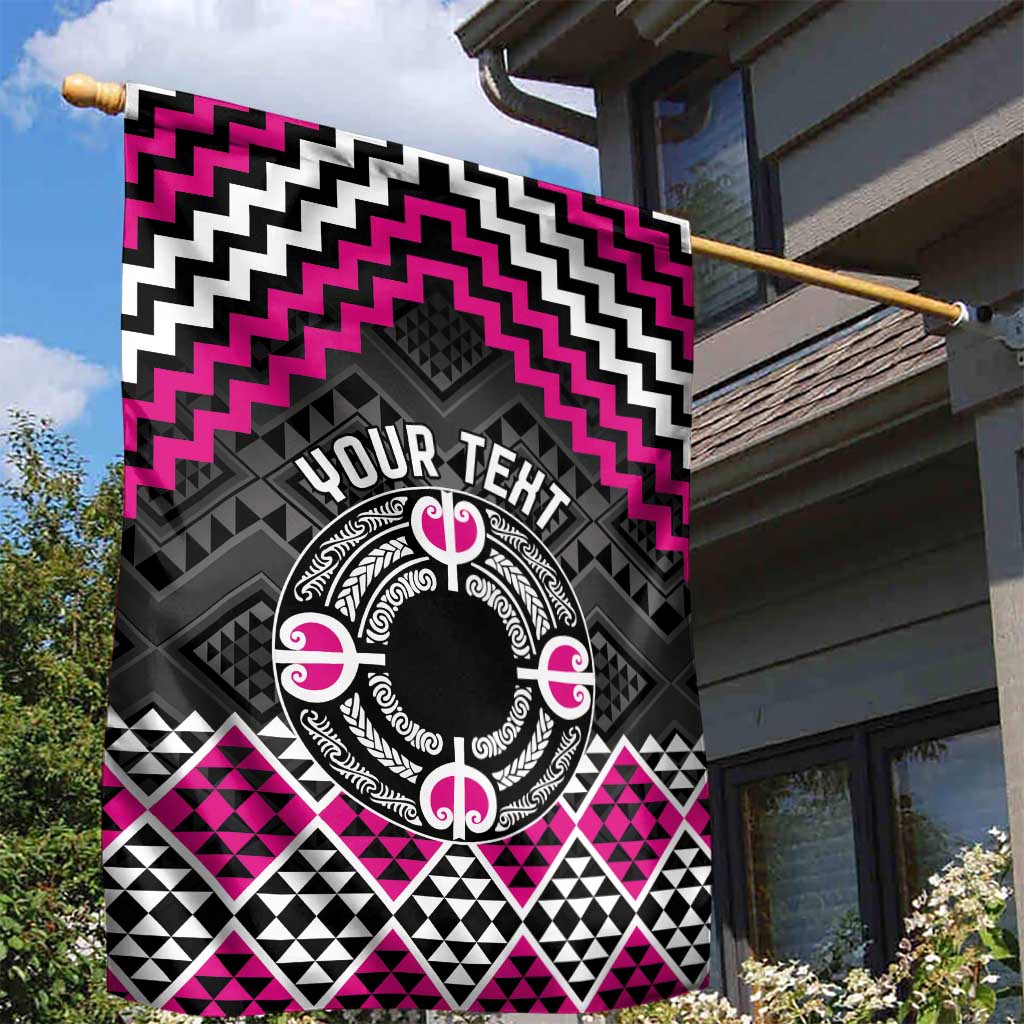 Personalised Aotearoa Niho Taniwha Motif Garden Flag Pink Style LT9 - Polynesian Pride