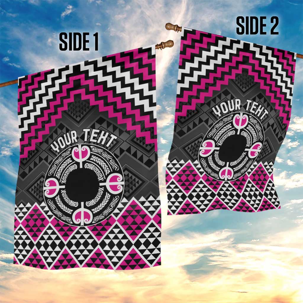 Personalised Aotearoa Niho Taniwha Motif Garden Flag Pink Style LT9 - Polynesian Pride
