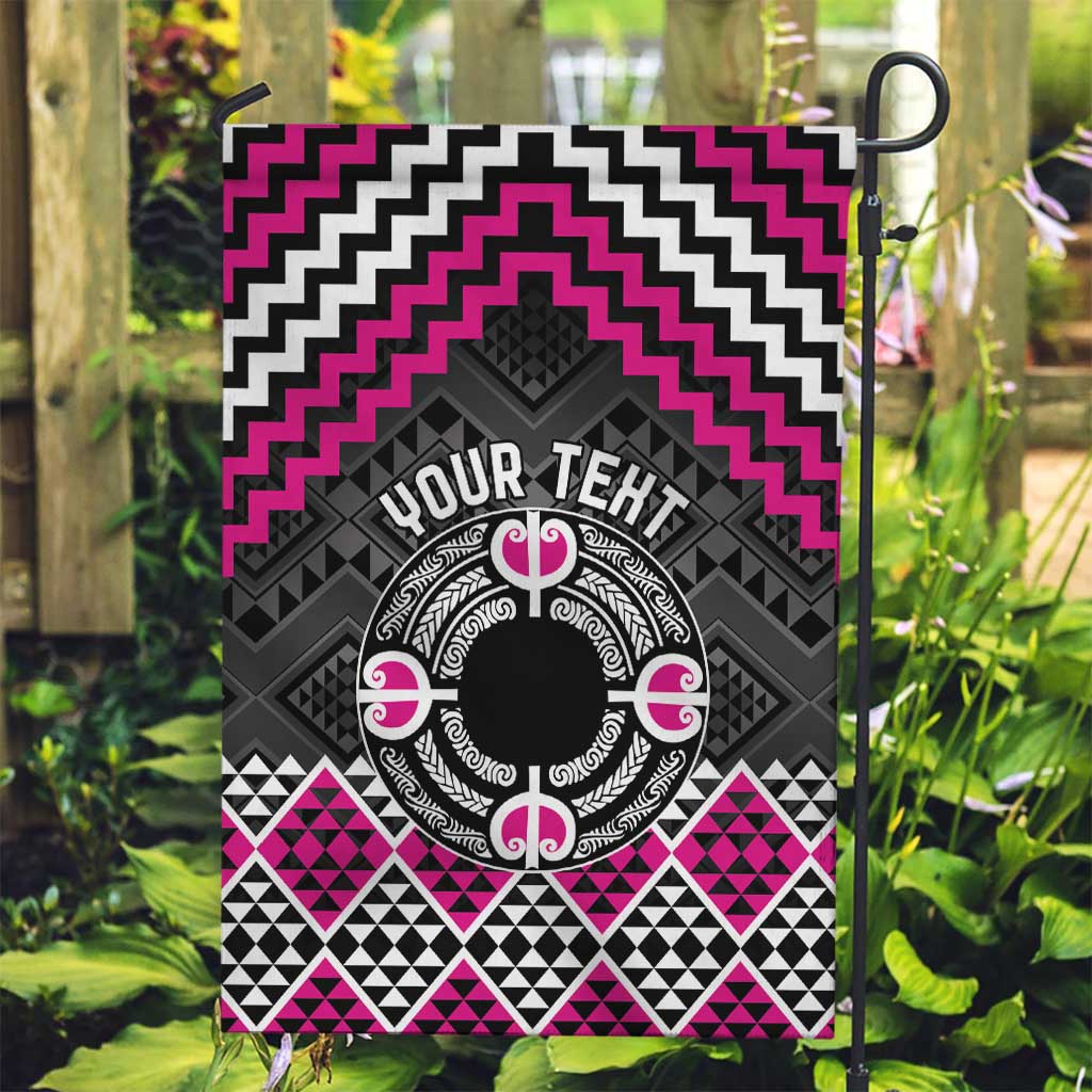 Personalised Aotearoa Niho Taniwha Motif Garden Flag Pink Style LT9 Garden Flag Pink - Polynesian Pride