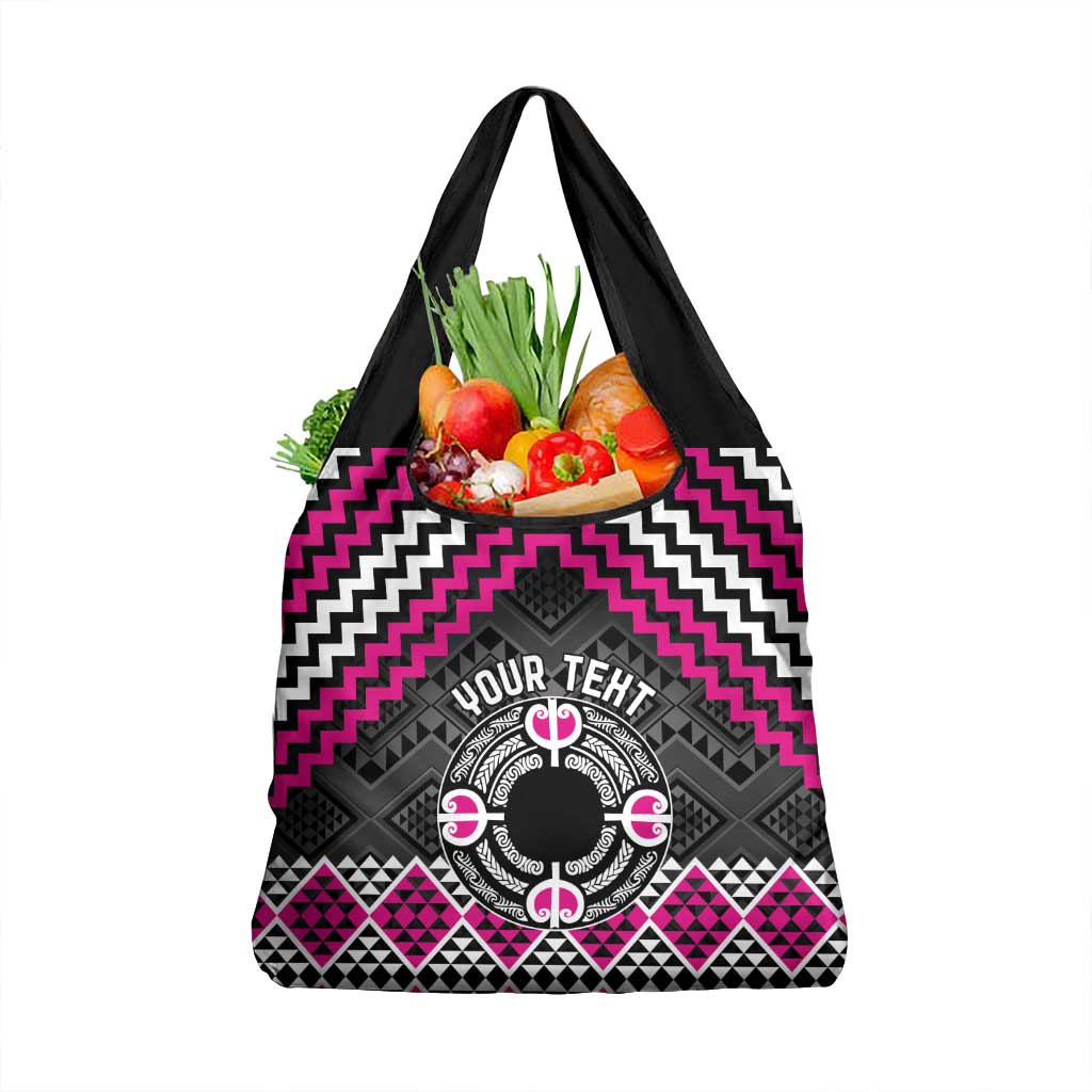 Personalised Aotearoa Niho Taniwha Motif Grocery Bag Pink Style LT9 1-pack One Size Pink - Polynesian Pride