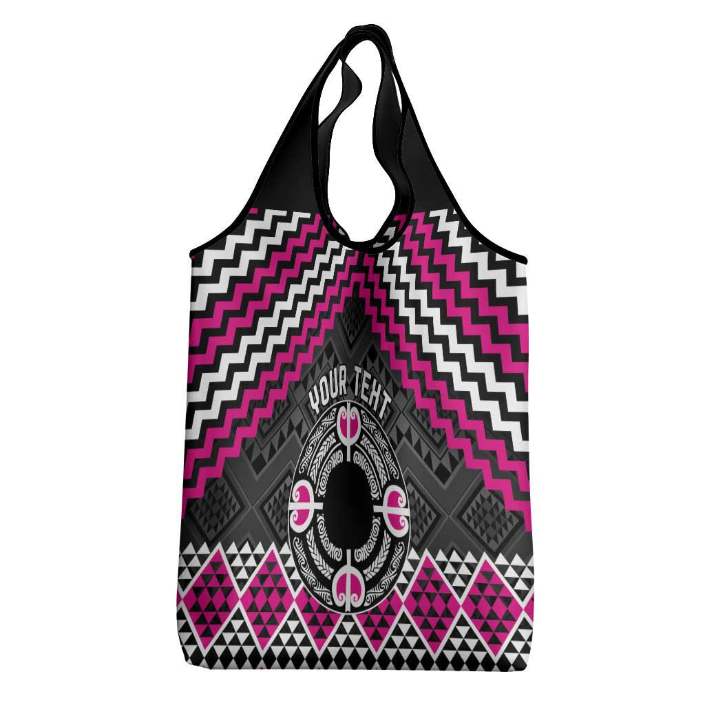 Personalised Aotearoa Niho Taniwha Motif Grocery Bag Pink Style LT9 - Polynesian Pride