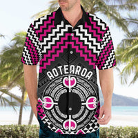 Personalised Aotearoa Niho Taniwha Motif Hawaiian Shirt Pink Style LT9 - Polynesian Pride