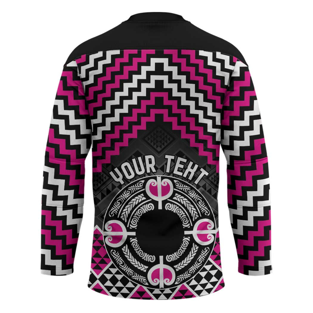 Personalised Aotearoa Niho Taniwha Motif Hockey Jersey Pink Style - Polynesian Pride