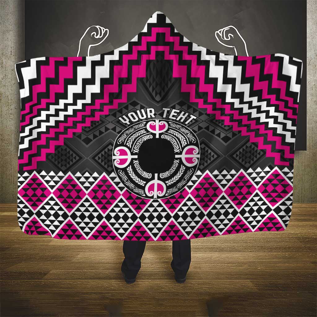 Personalised Aotearoa Niho Taniwha Motif Hooded Blanket Pink Style LT9 - Polynesian Pride