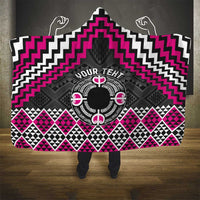 Personalised Aotearoa Niho Taniwha Motif Hooded Blanket Pink Style LT9 - Polynesian Pride