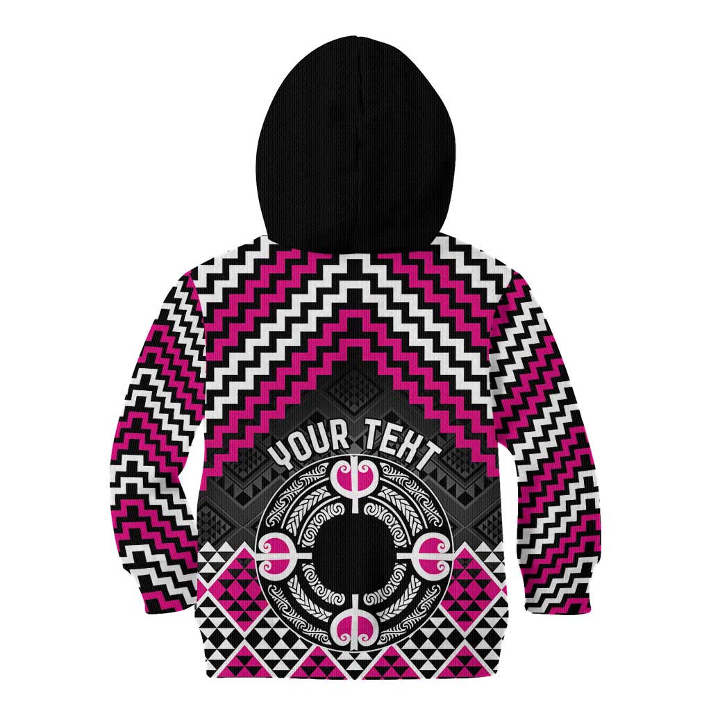 Personalised Aotearoa Niho Taniwha Motif Kid Hoodie Pink Style