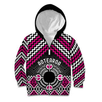Personalised Aotearoa Niho Taniwha Motif Kid Hoodie Pink Style