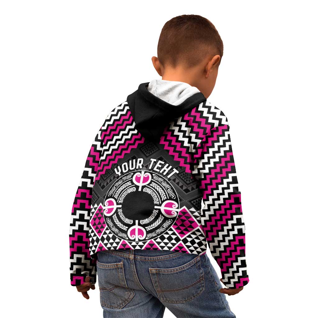 Personalised Aotearoa Niho Taniwha Motif Kid Hoodie Pink Style