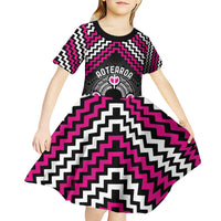 Personalised Aotearoa Niho Taniwha Motif Kid Short Sleeve Dress Pink Style