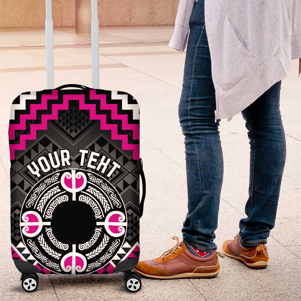 Personalised Aotearoa Niho Taniwha Motif Luggage Cover Pink Style