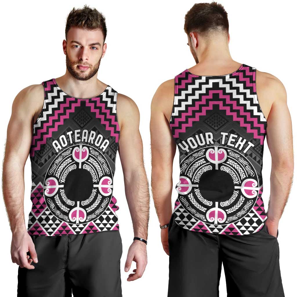 Personalised Aotearoa Niho Taniwha Motif Men Tank Top Pink Style LT9 - Polynesian Pride