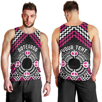 Personalised Aotearoa Niho Taniwha Motif Men Tank Top Pink Style LT9 - Polynesian Pride