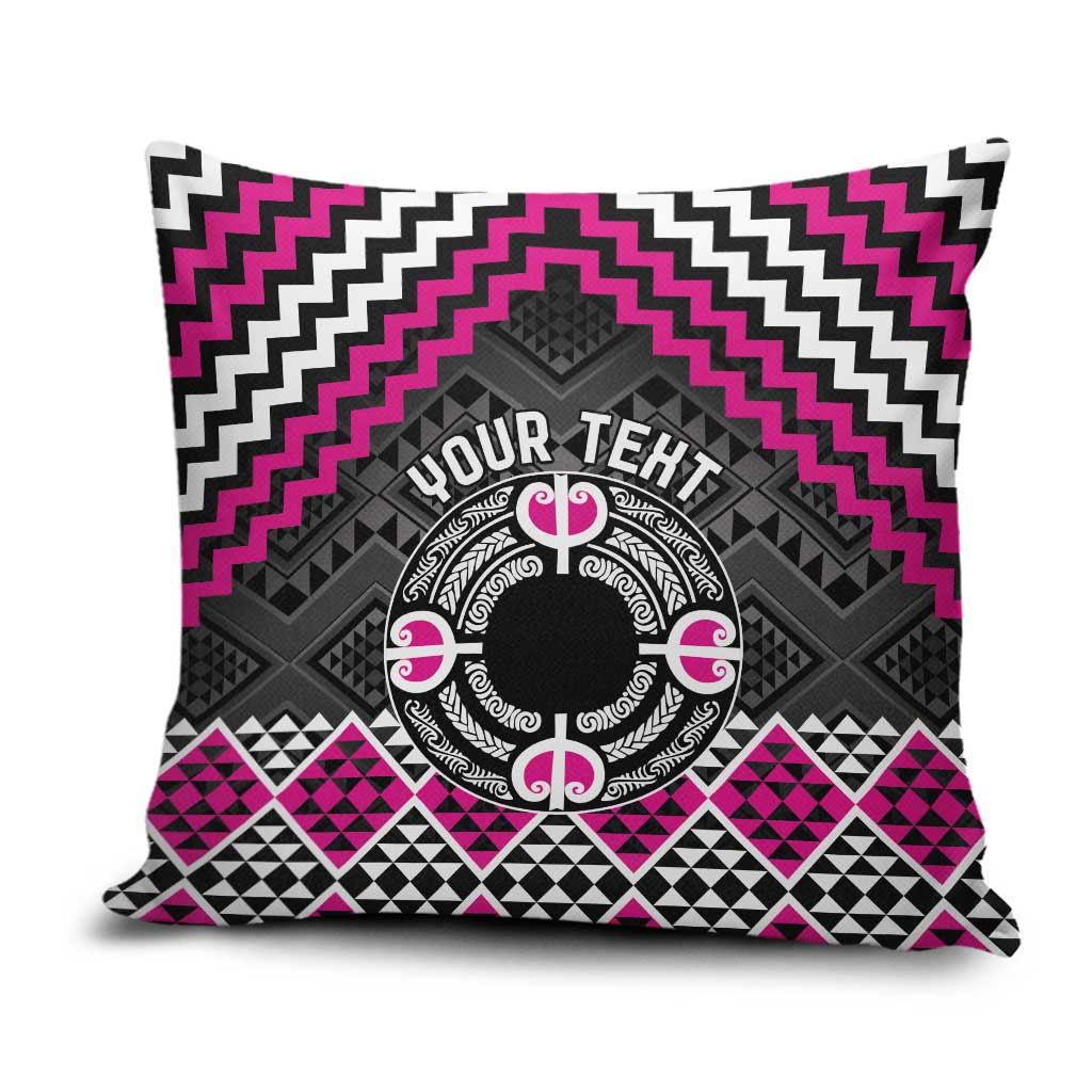 Personalised Aotearoa Niho Taniwha Motif Pillow Cover Pink Style - Polynesian Pride
