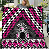 Personalised Aotearoa Niho Taniwha Motif Quilt Pink Style