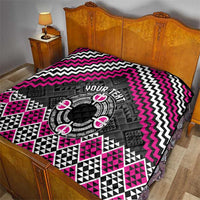 Personalised Aotearoa Niho Taniwha Motif Quilt Pink Style