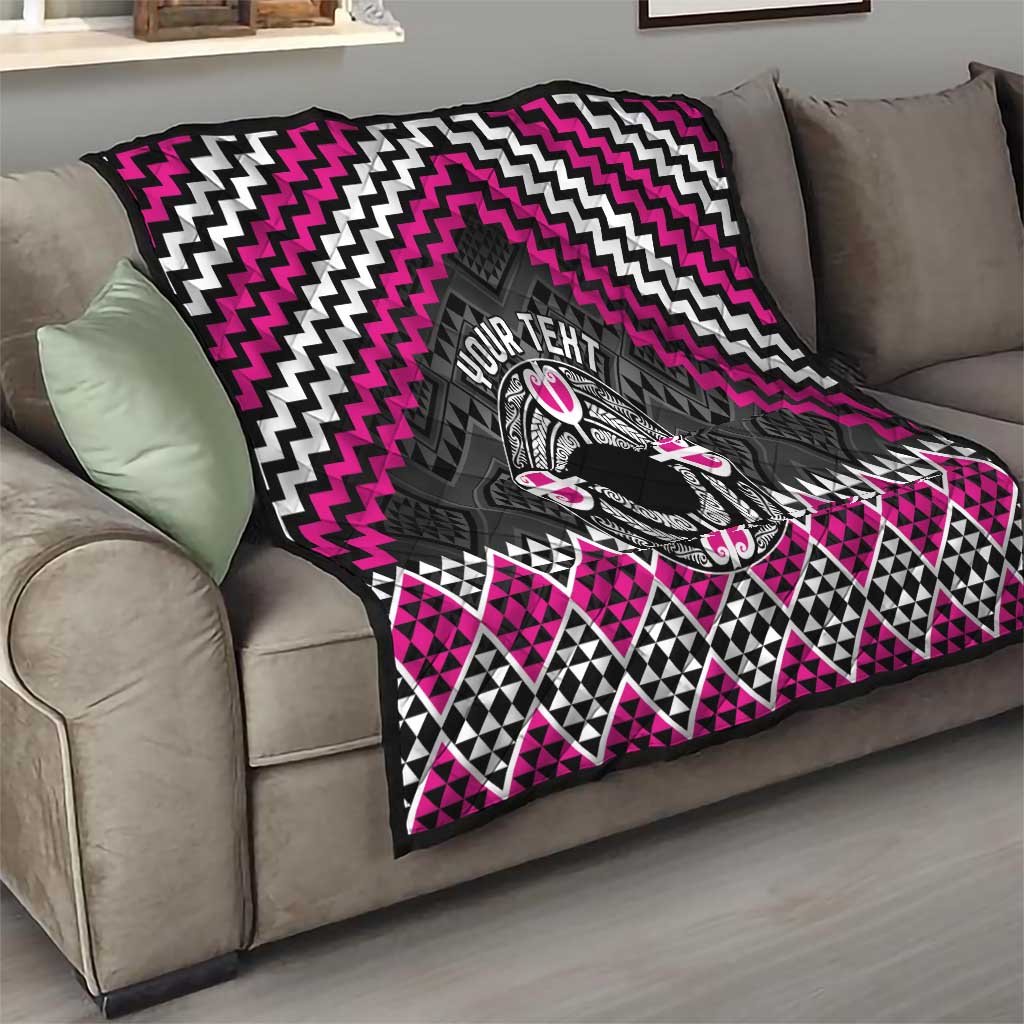 Personalised Aotearoa Niho Taniwha Motif Quilt Pink Style